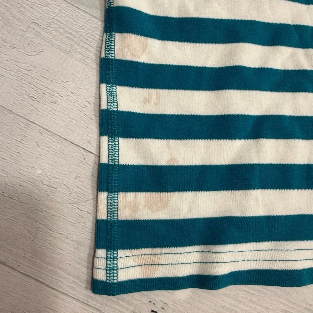 Hanna Andersson kids teal green stripe long John pajamas 100/4 ***play condition